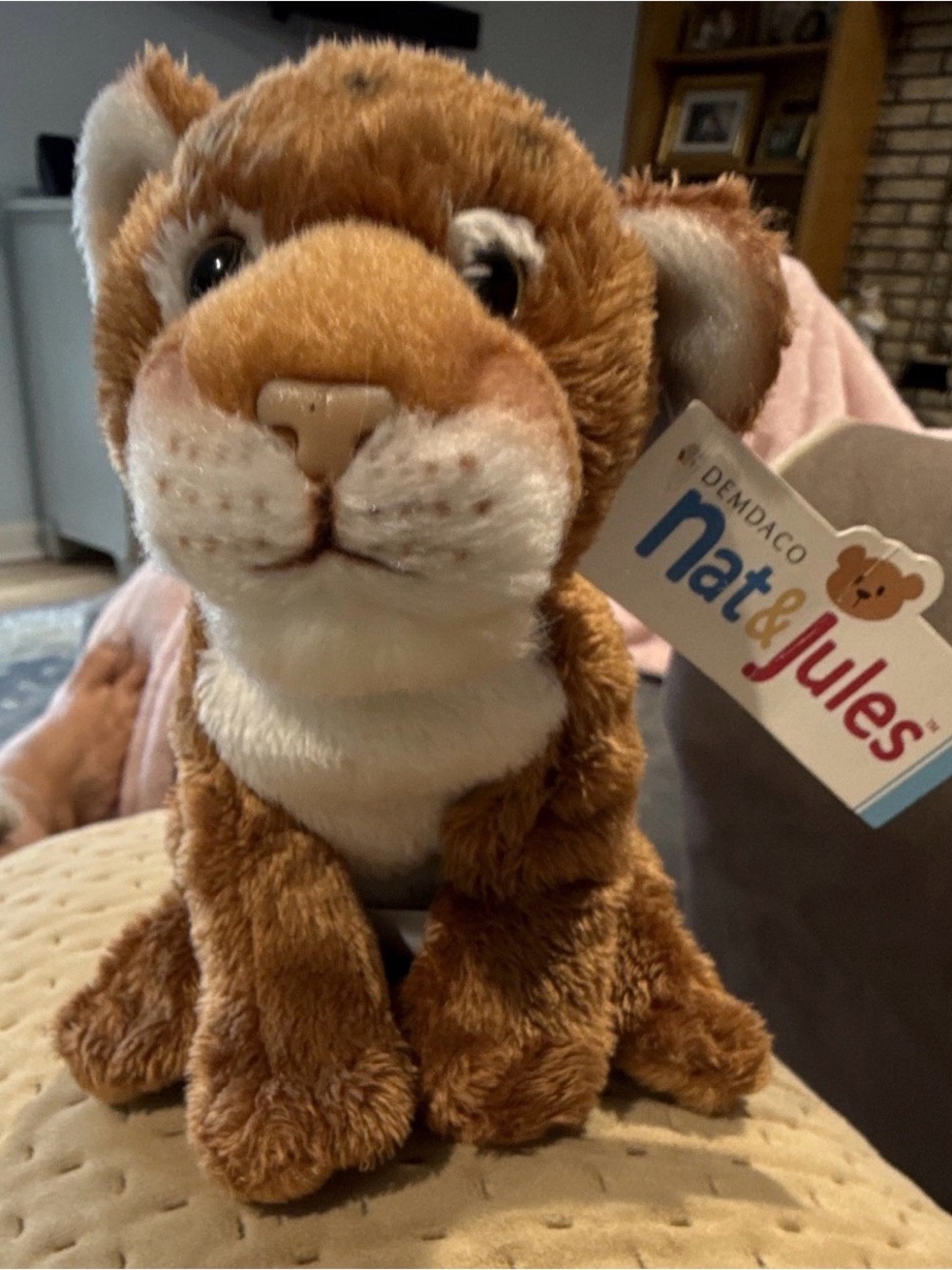 Demdaco Nat & Jules Brown and Cream Plush Tiger Toy